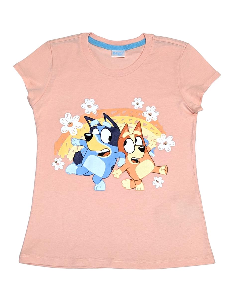 Playera Bluey y Bingo Bluey manga corta para niña Playera Bluey y Bingo Bluey manga corta para niña