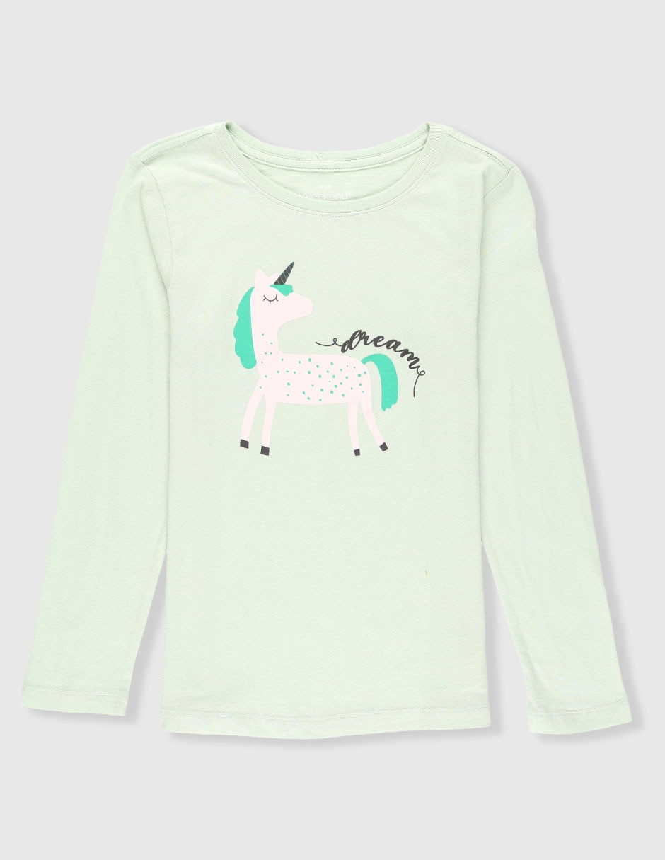 Playera Unicornio manga larga para niña