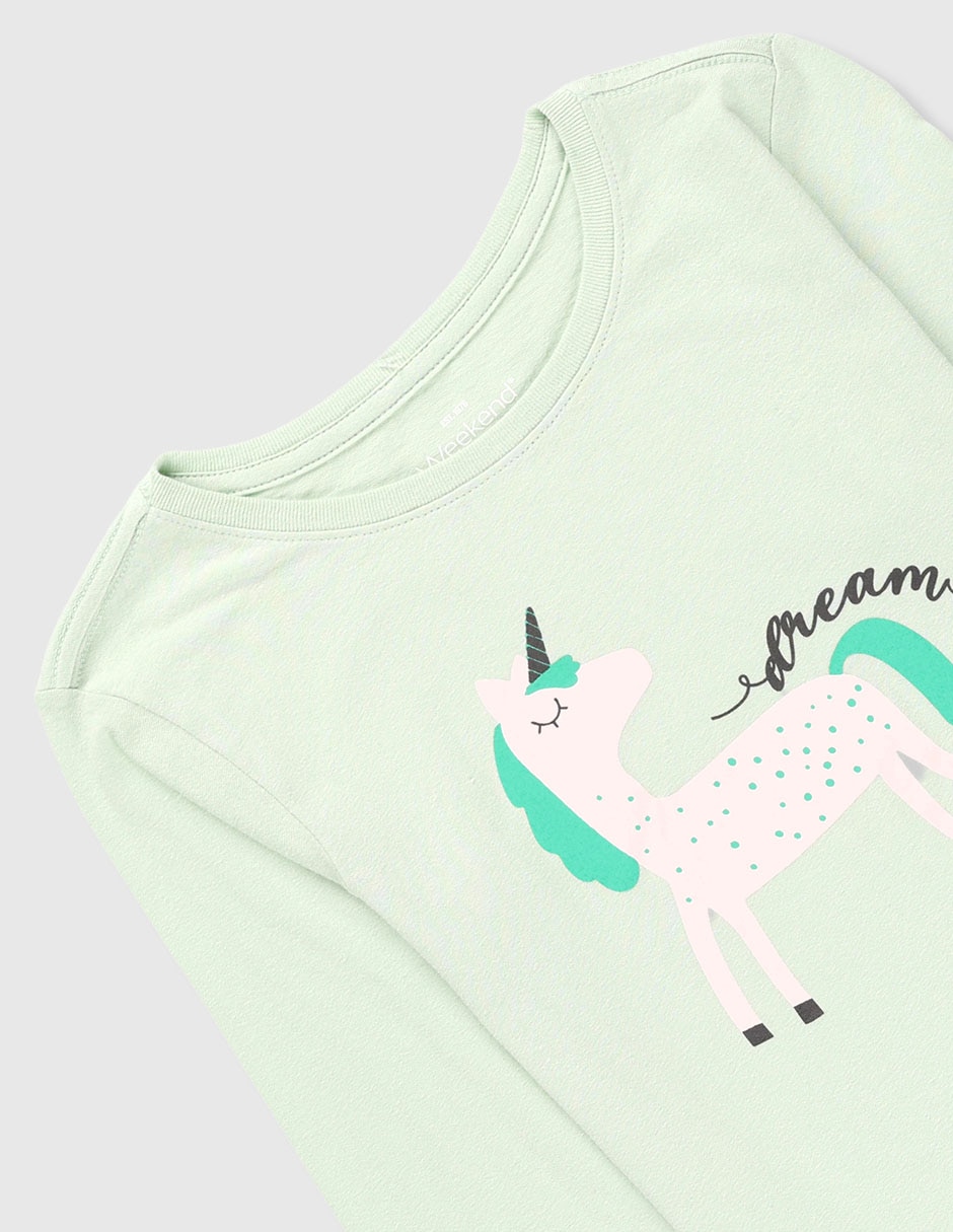 Playera Unicornio manga larga para niña