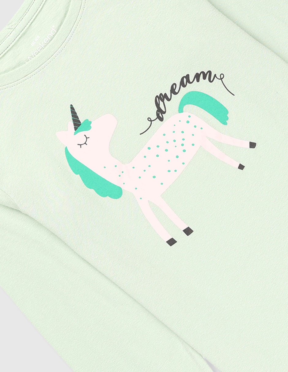 Playera Unicornio manga larga para niña
