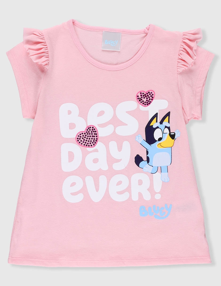 Playera Bluey manga corta para niña Playera Bluey manga corta para niña