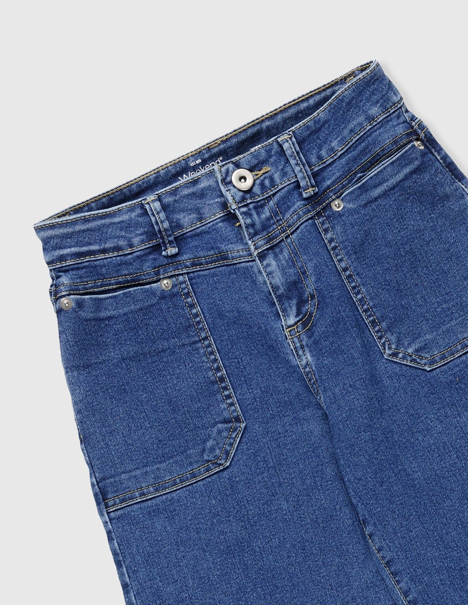 Jeans wide leg lavado medio para niña 6