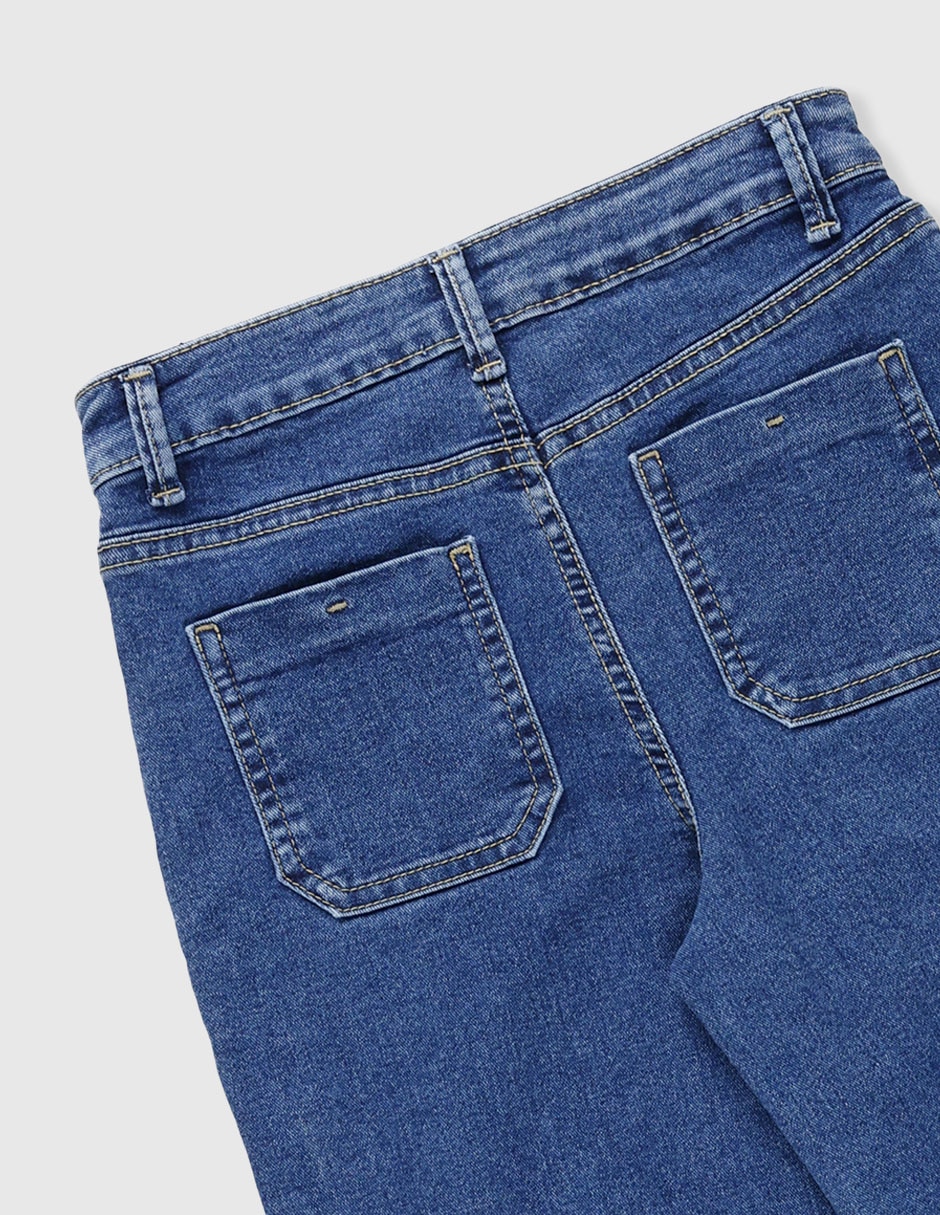 Jeans wide leg lavado medio para niña 7
