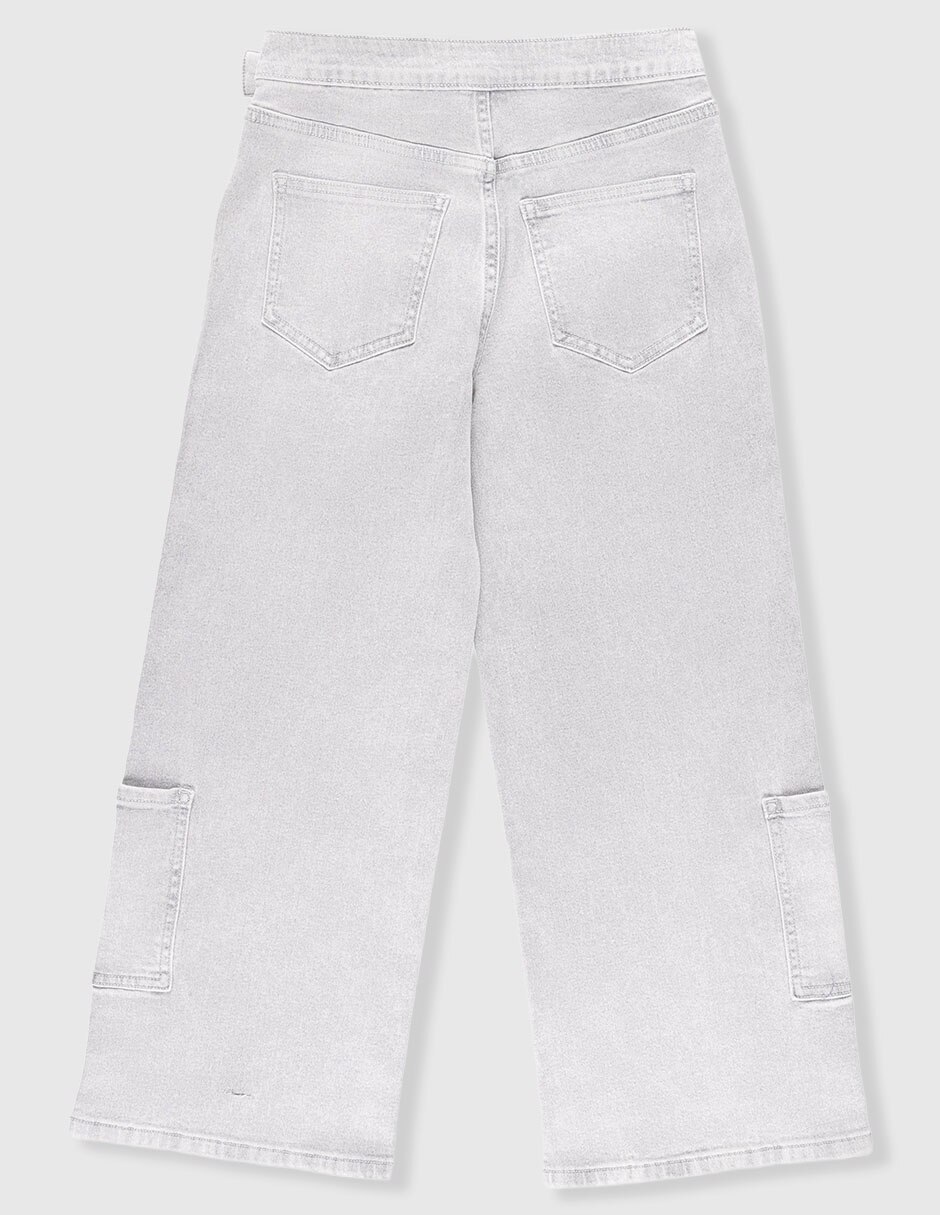 Jeans wide leg lavado claro para niña 3