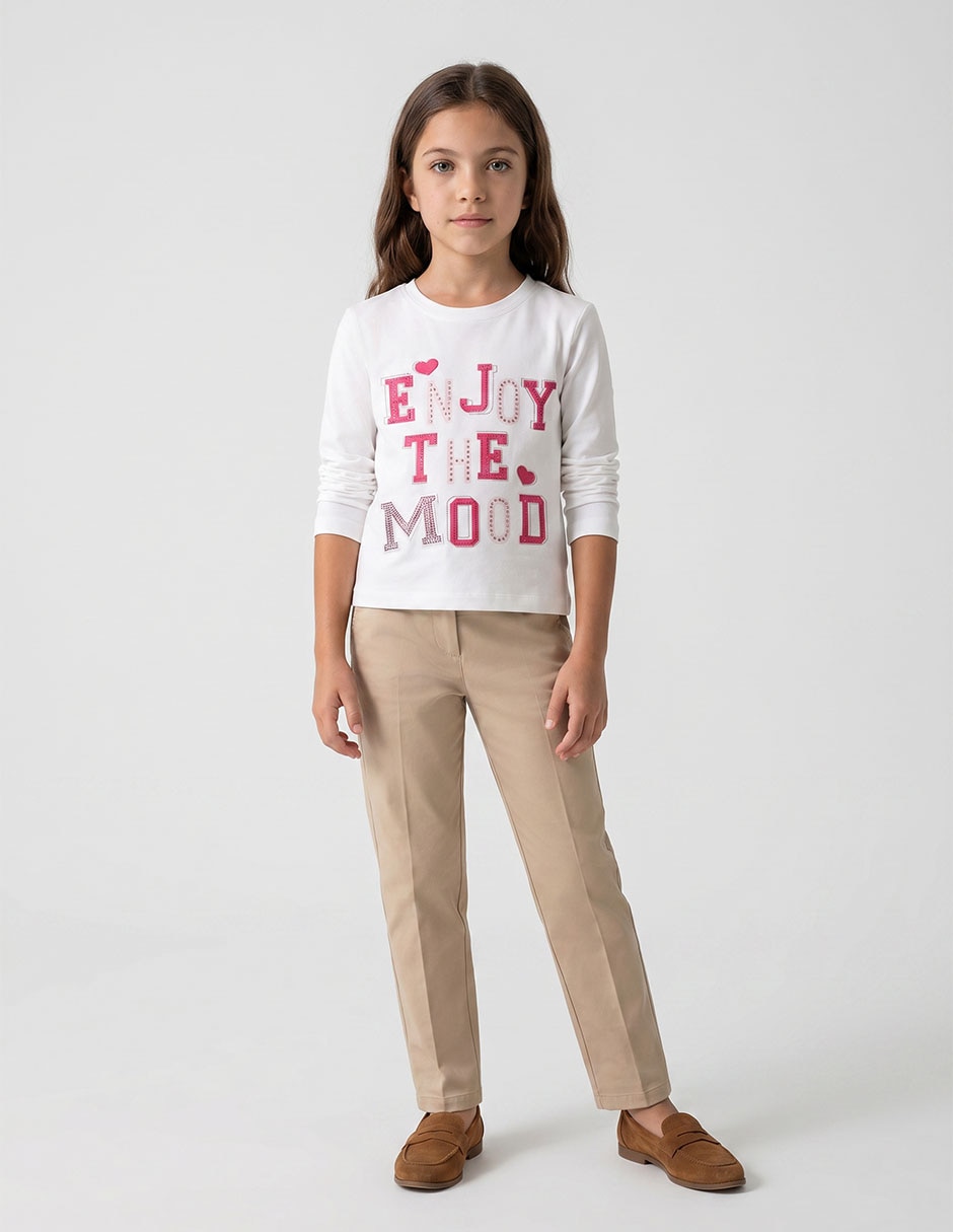 Playera manga 3/4 para niña