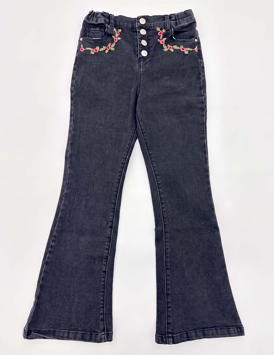 Jeans flare lavado obscuro para niña