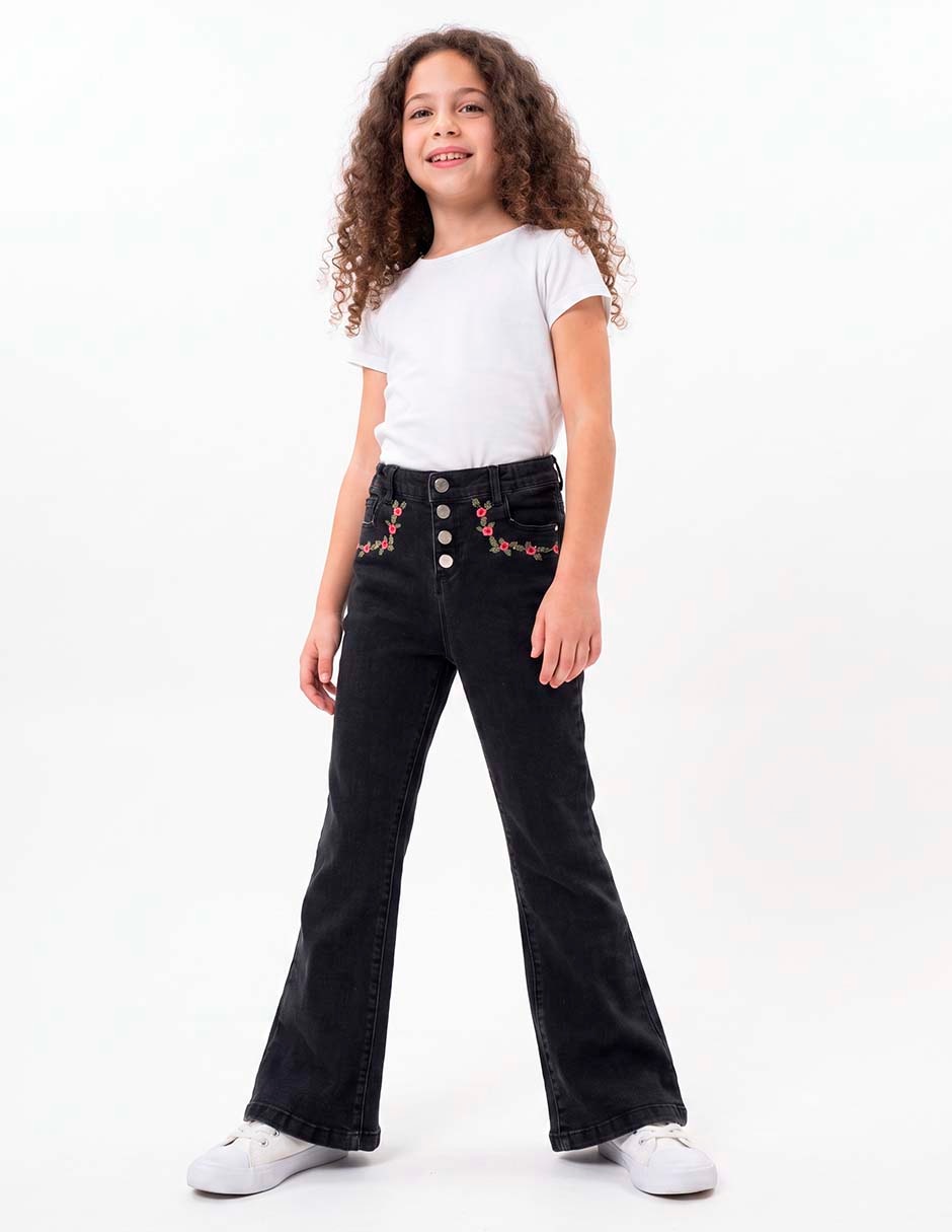 Jeans flare lavado obscuro para niña 5