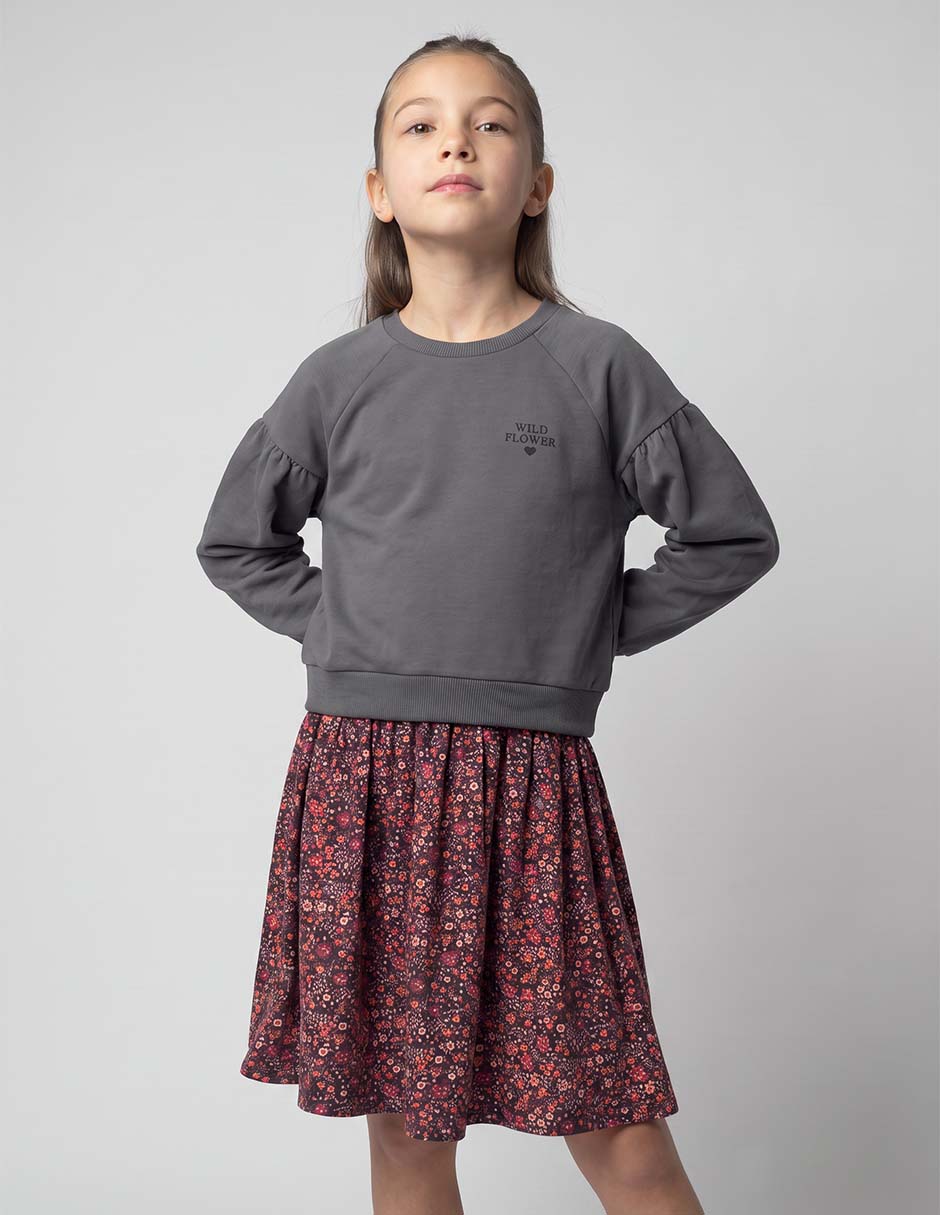 Vestido manga larga para niña
