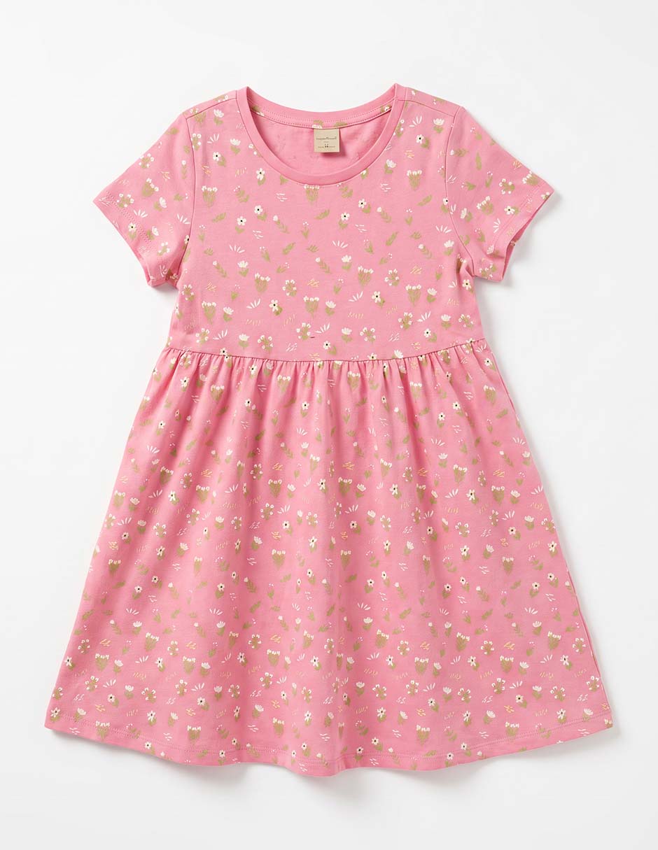 Vestido manga regular para niña