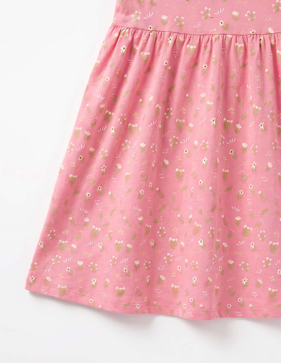 Vestido manga regular para niña