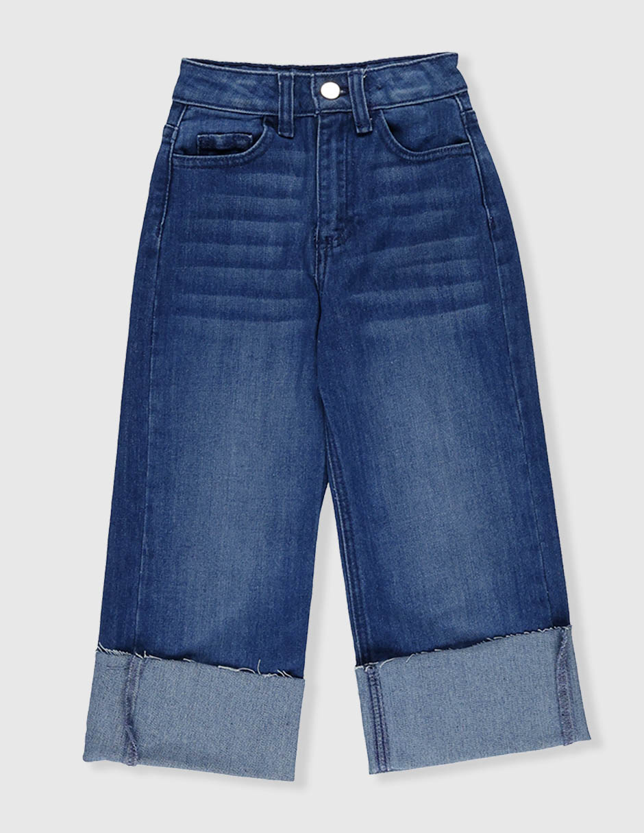 Jeans wide leg lavado obscuro para niña 3