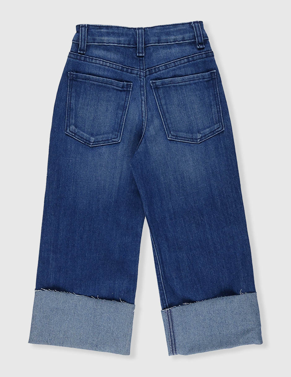 Jeans wide leg lavado obscuro para niña 8