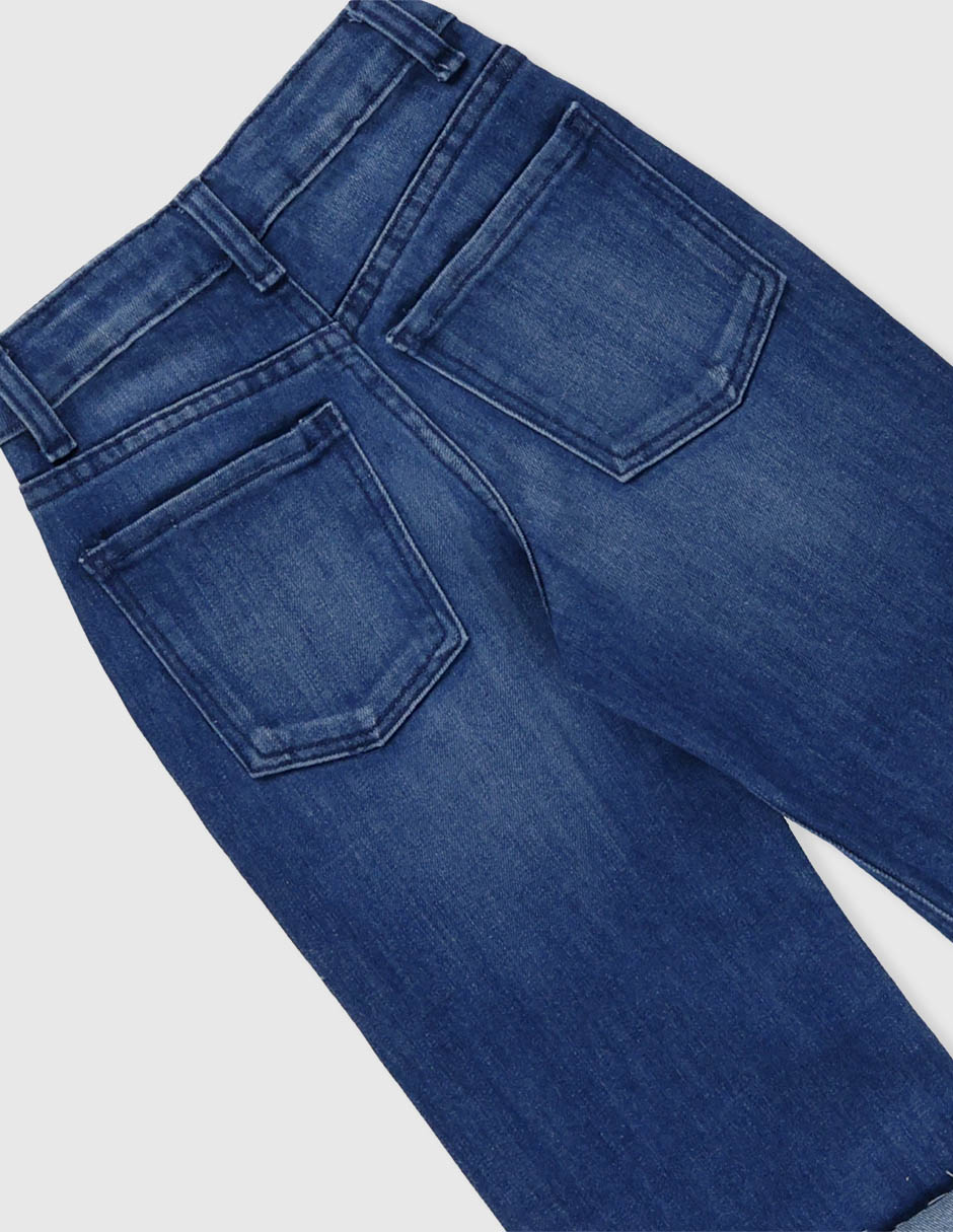 Jeans wide leg lavado obscuro para niña 12