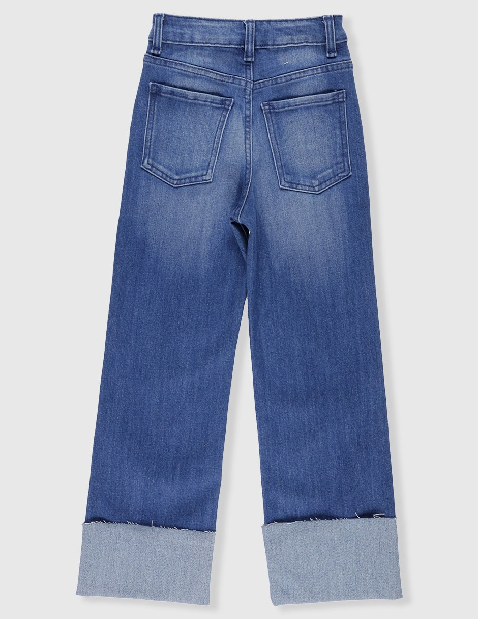 Jeans wide leg lavado obscuro para niña 2