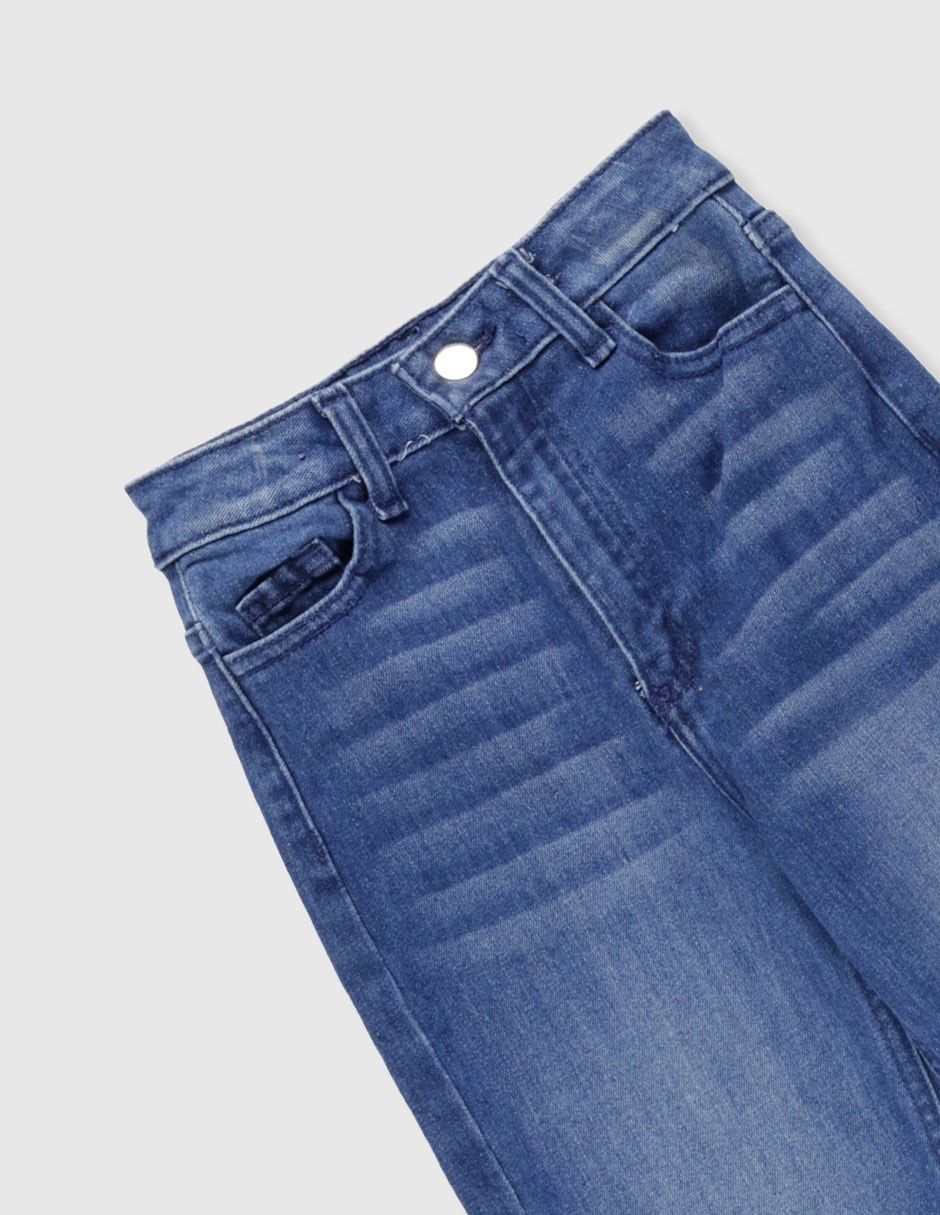 Jeans wide leg lavado obscuro para niña 5