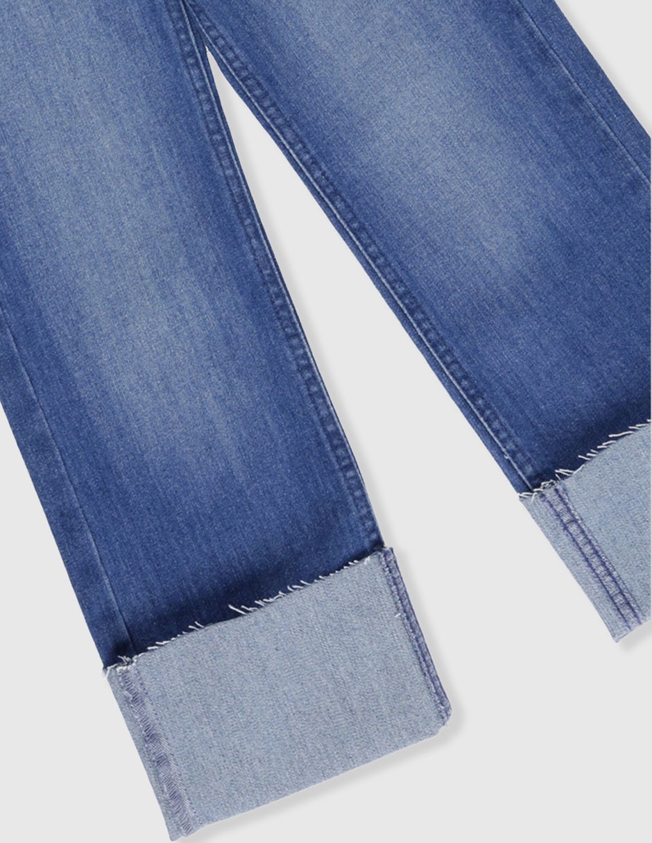 Jeans wide leg lavado obscuro para niña 9