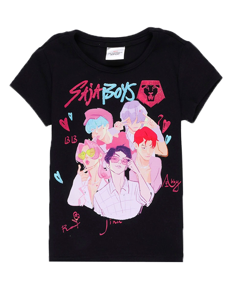 Playera Saja Boys Las Guerreras K-Pop manga corta para niña Playera Saja Boys Las Guerreras K-Pop manga corta para niña