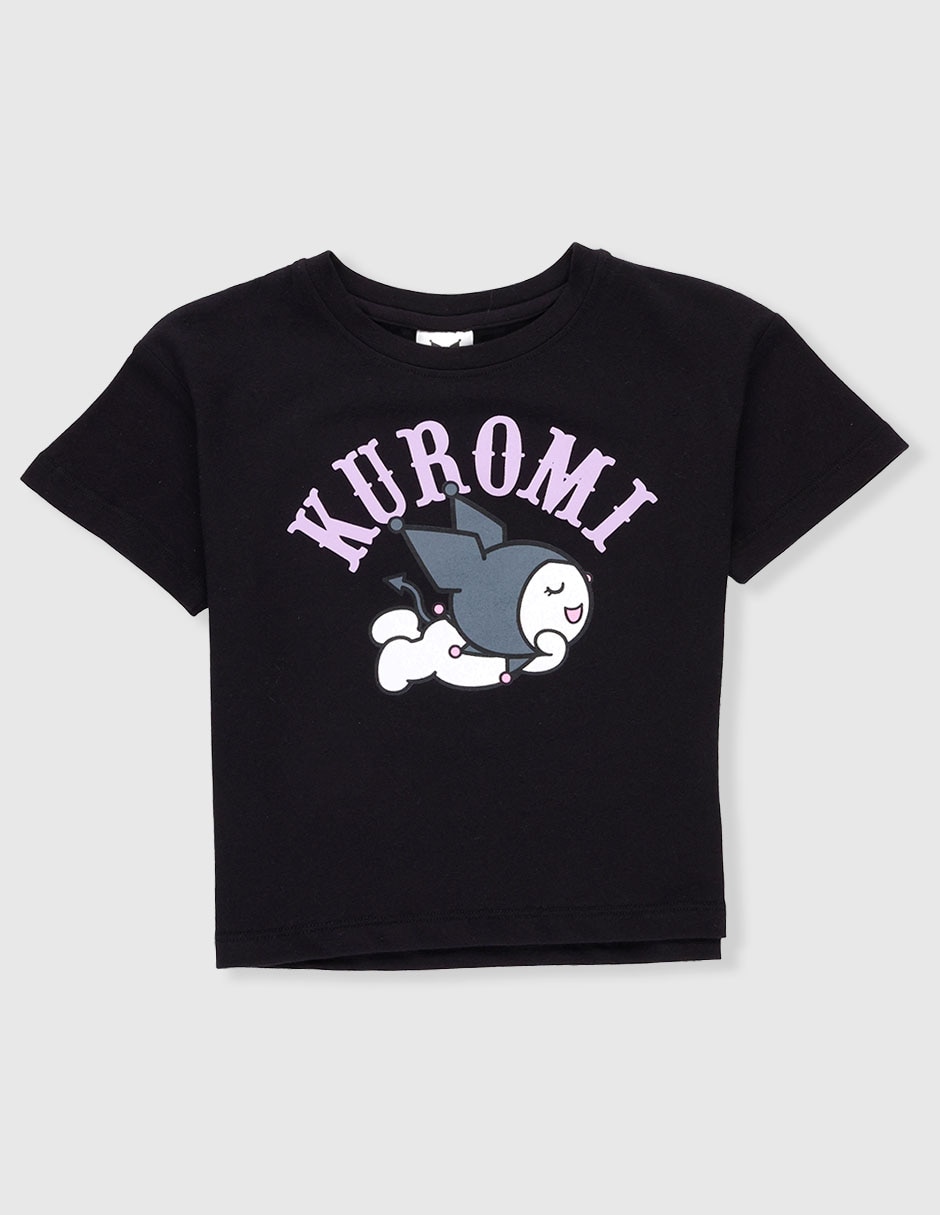 Playera Kuromi Hello Kitty manga corta para niña Playera Kuromi Hello Kitty manga corta para niña