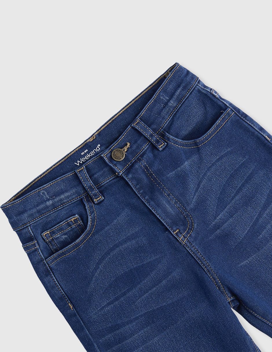 Jeans Wideleg Weekend lavado obscuro para niña