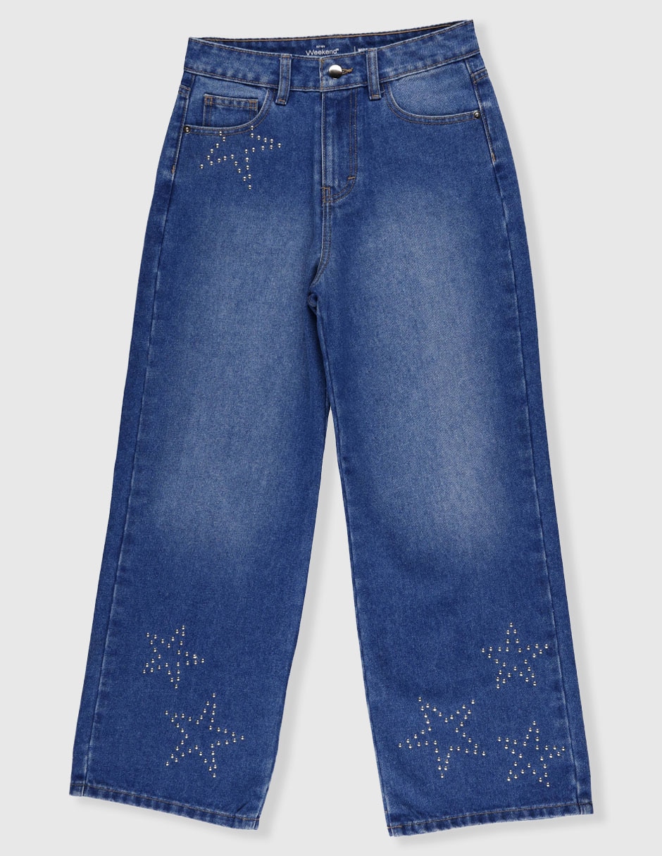 Jeans amplio deslavado para niña