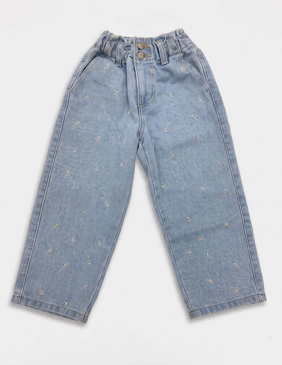 Jeans recto lavado claro para niña Jeans recto lavado claro para niña