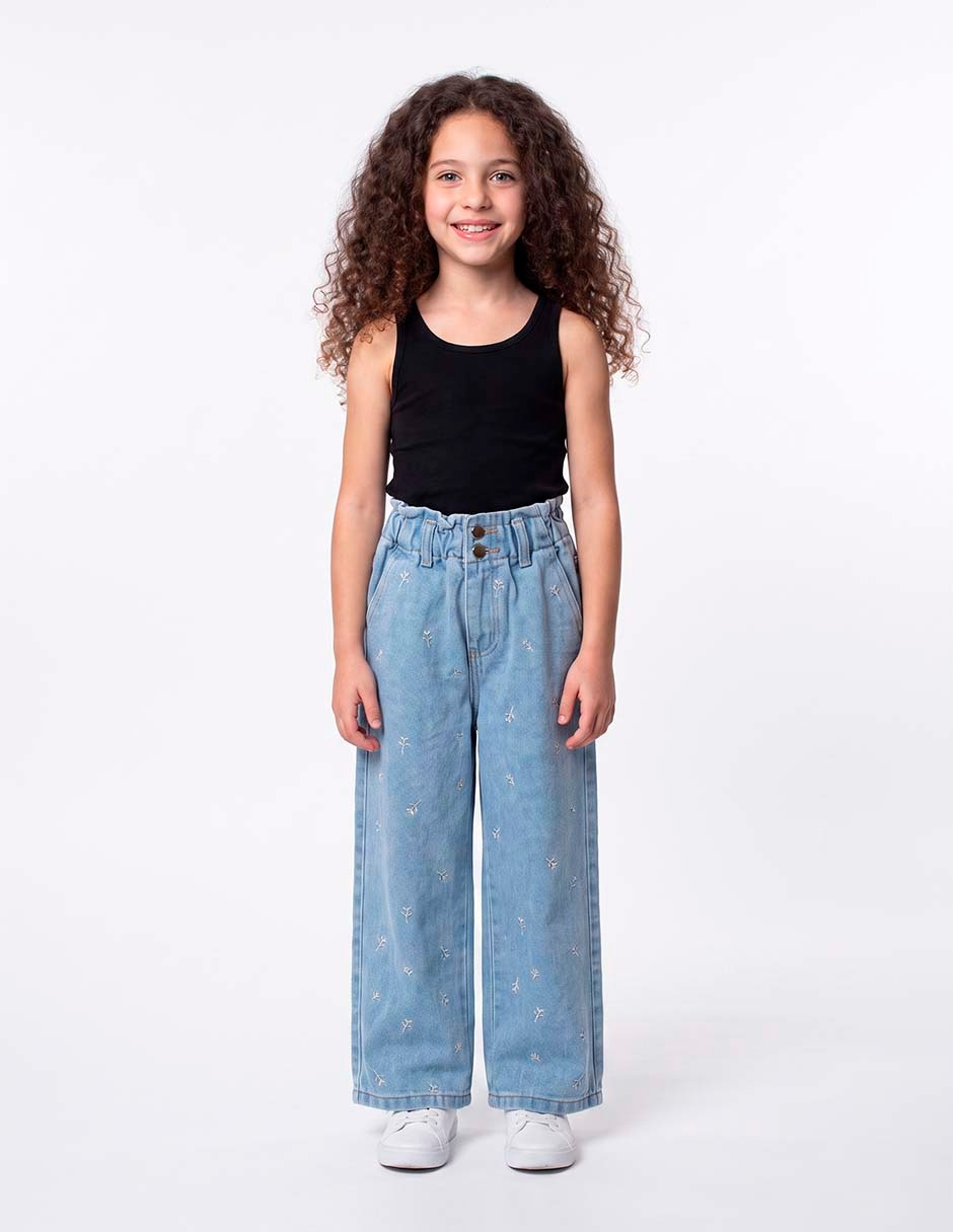 Jeans recto lavado claro para niña 2