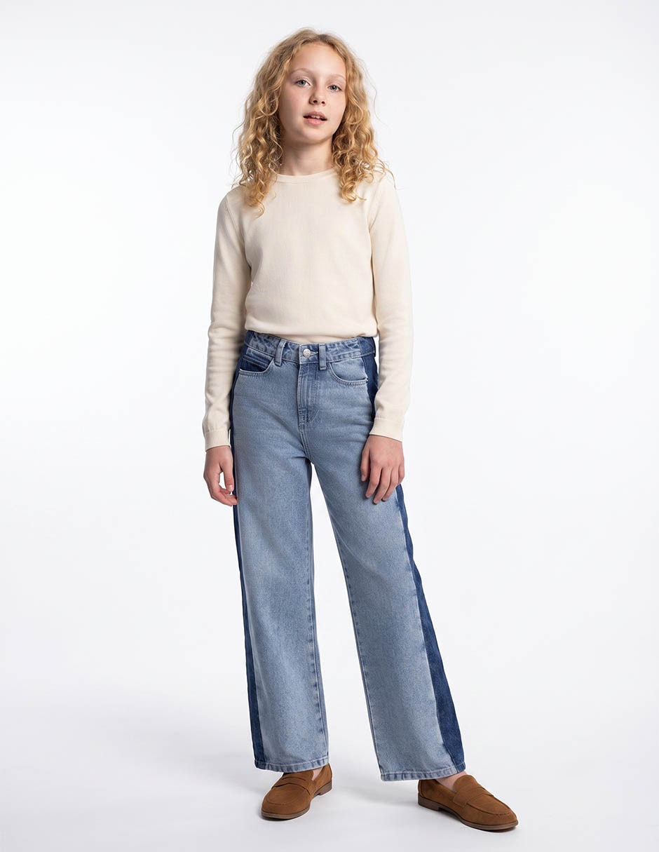 Jeans wide leg Weekend deslavado para niña