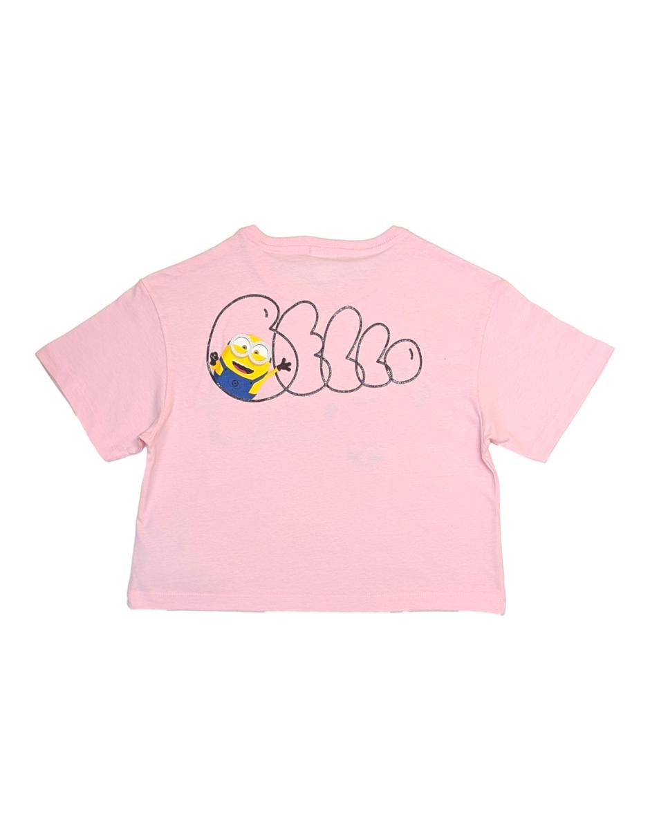 Playera Minions manga corta para niña