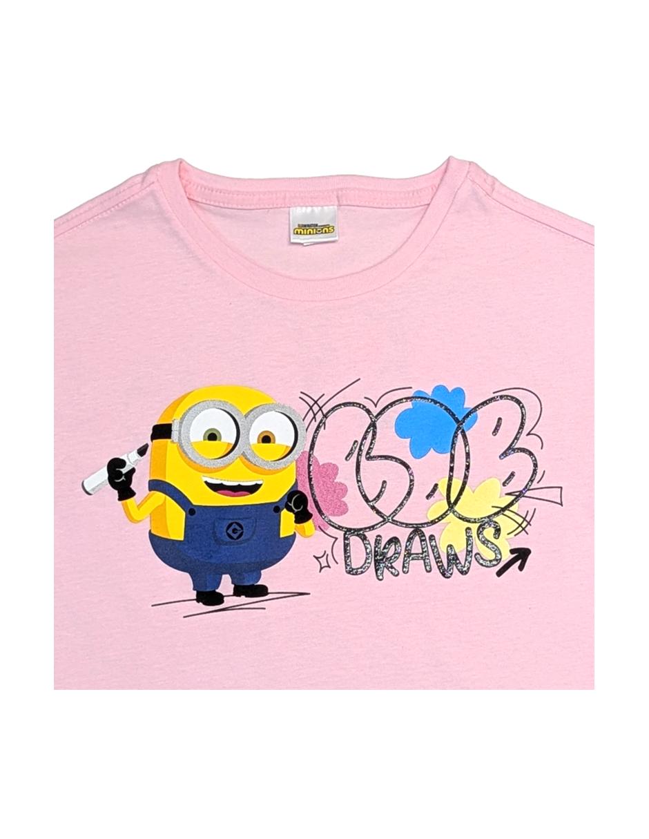 Playera Minions manga corta para niña