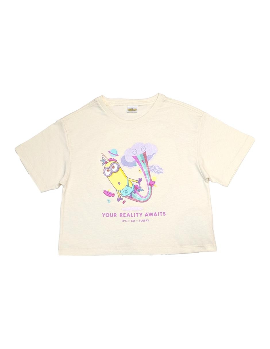 Playera Minions manga corta para niña