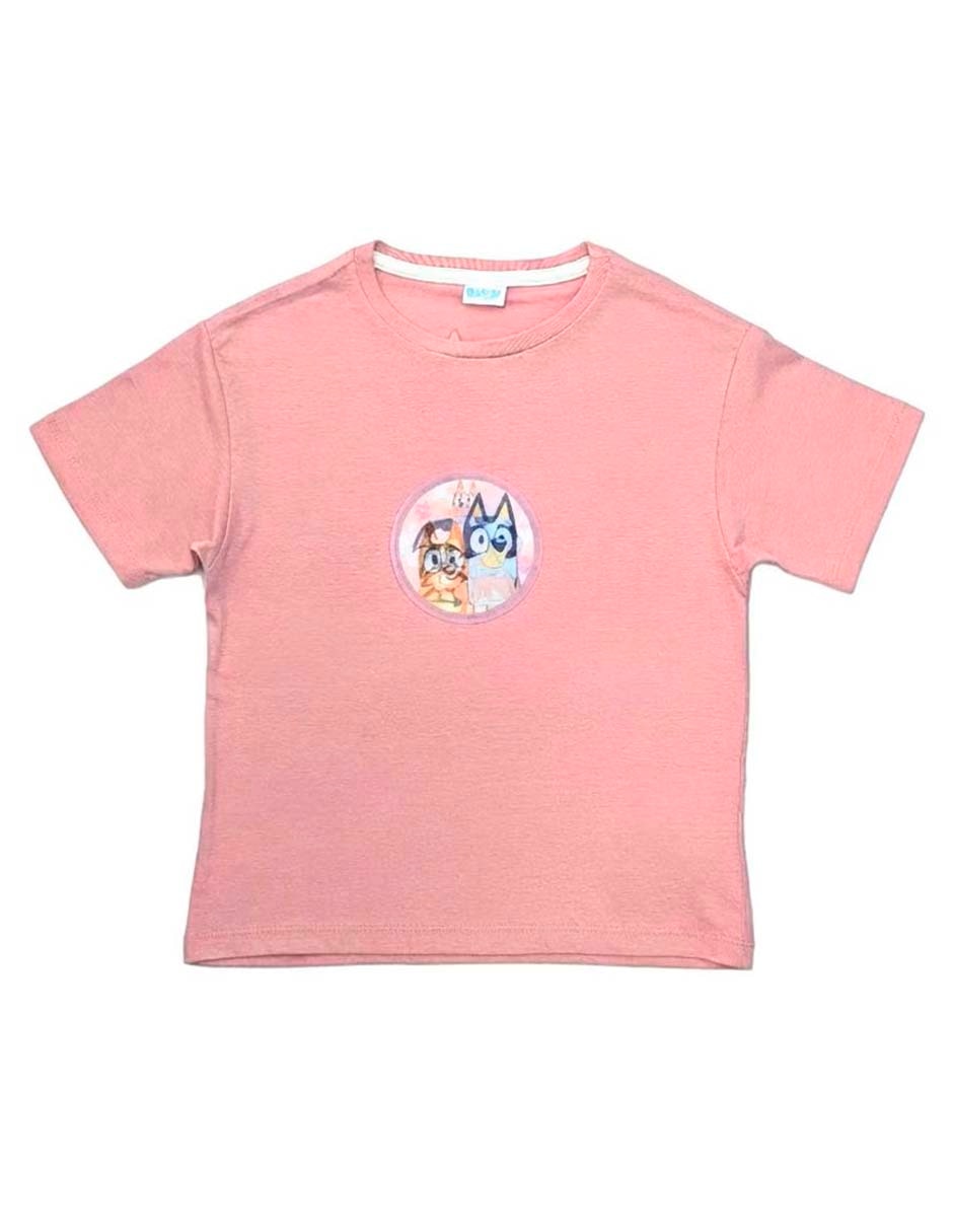 Playera Bluey y Bingo Bluey manga corta para niña Playera Bluey y Bingo Bluey manga corta para niña
